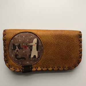 "Cat & Dog" Suede Leather Handmade Wallet